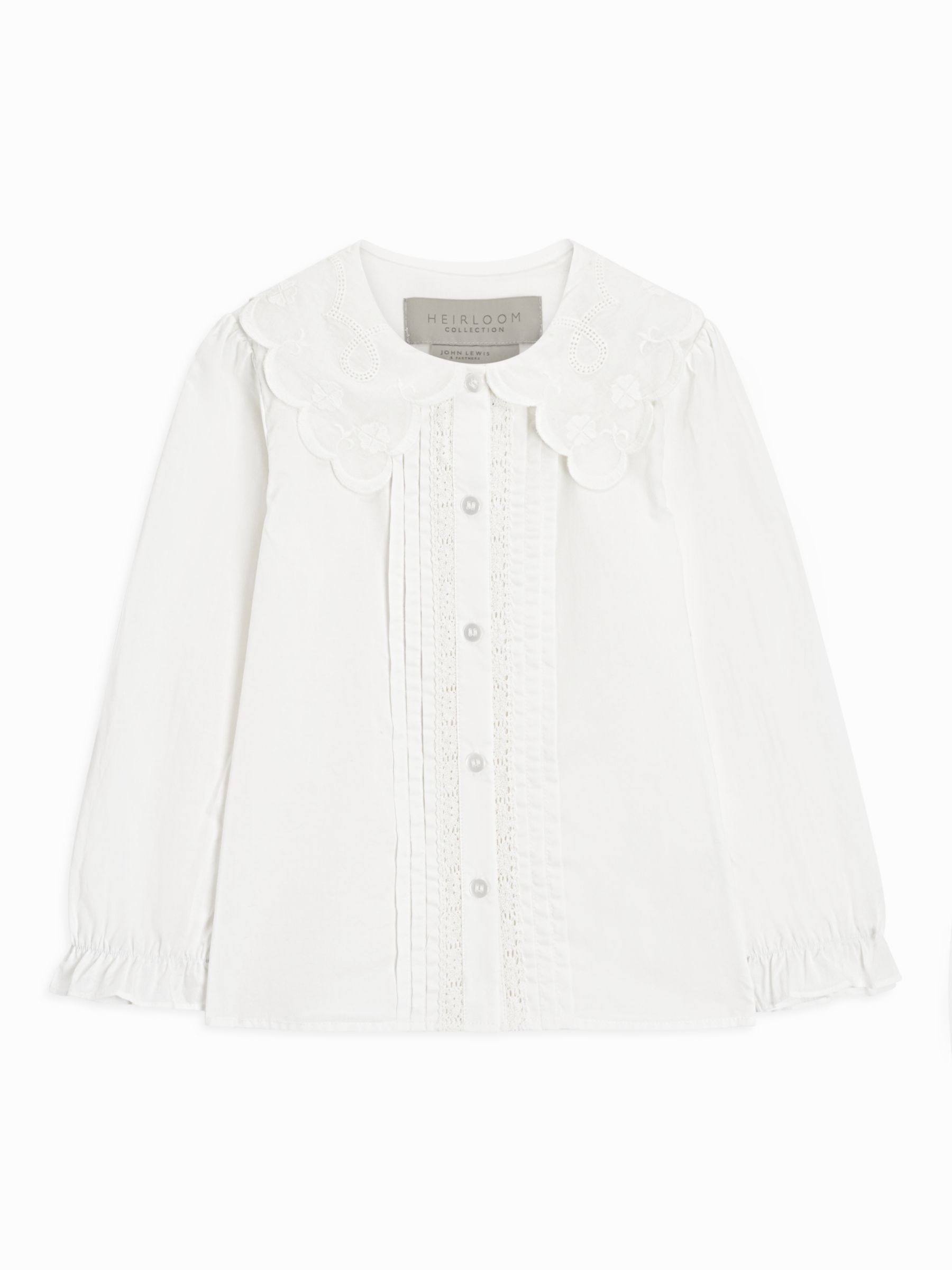 John Lewis Heirloom Collection Kids' Lace Cotton Blouse, Cream at John ...