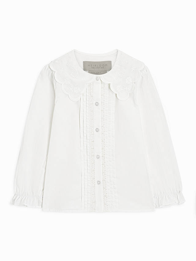 John Lewis Heirloom Collection Kids' Lace Cotton Blouse, Cream at John ...