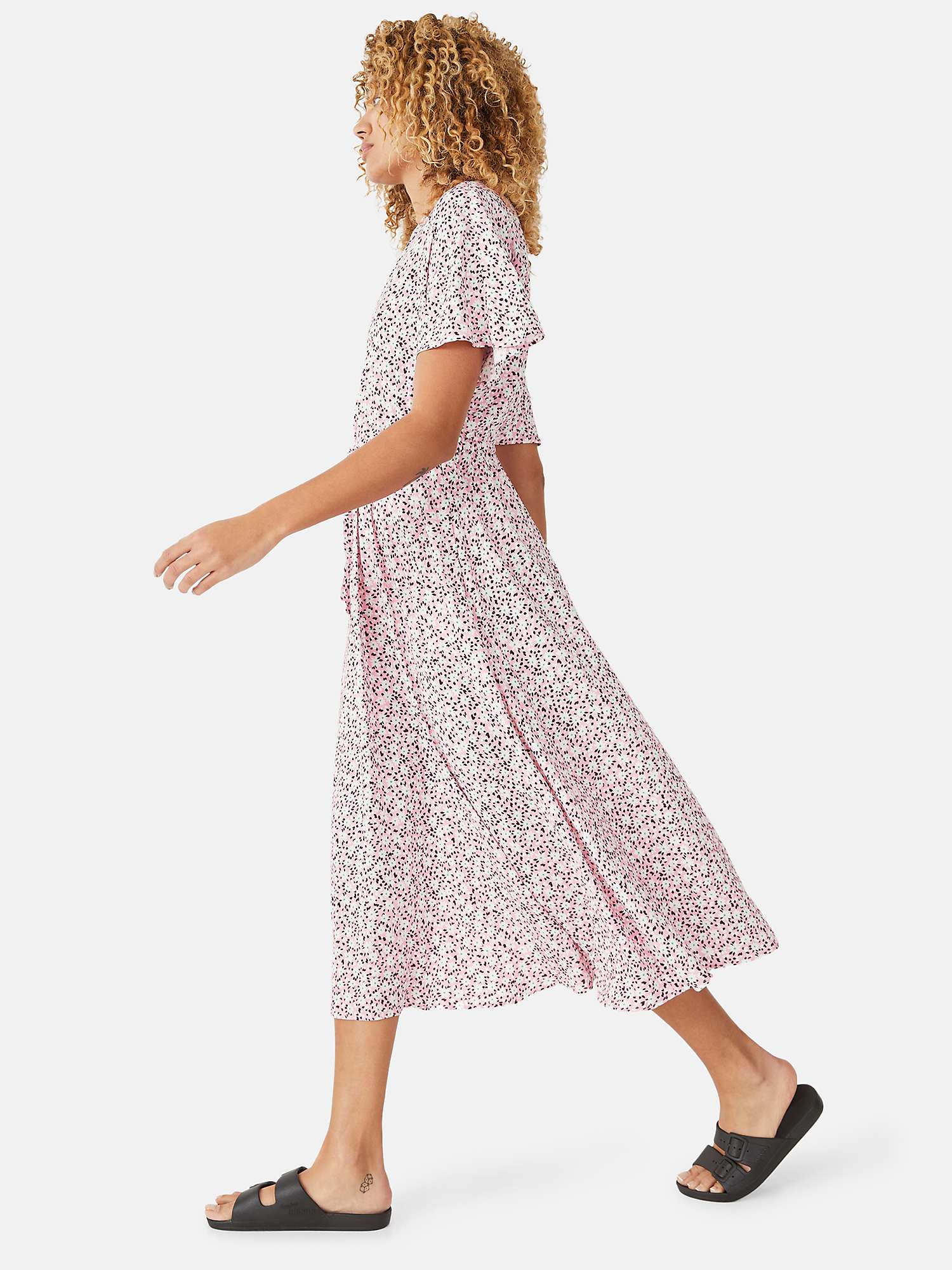 Buy hush Yasmin Floral Print Midi Dress, Pink/Multi Online at johnlewis.com
