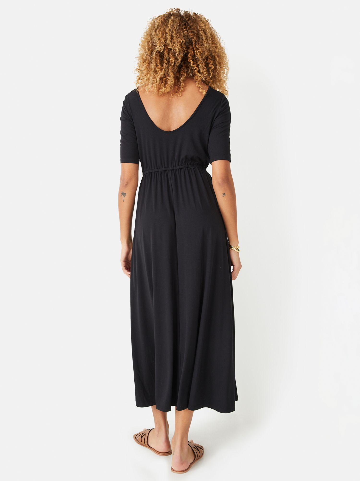 HUSH Elisa Plain Jersey Midi Dress, Black, 4