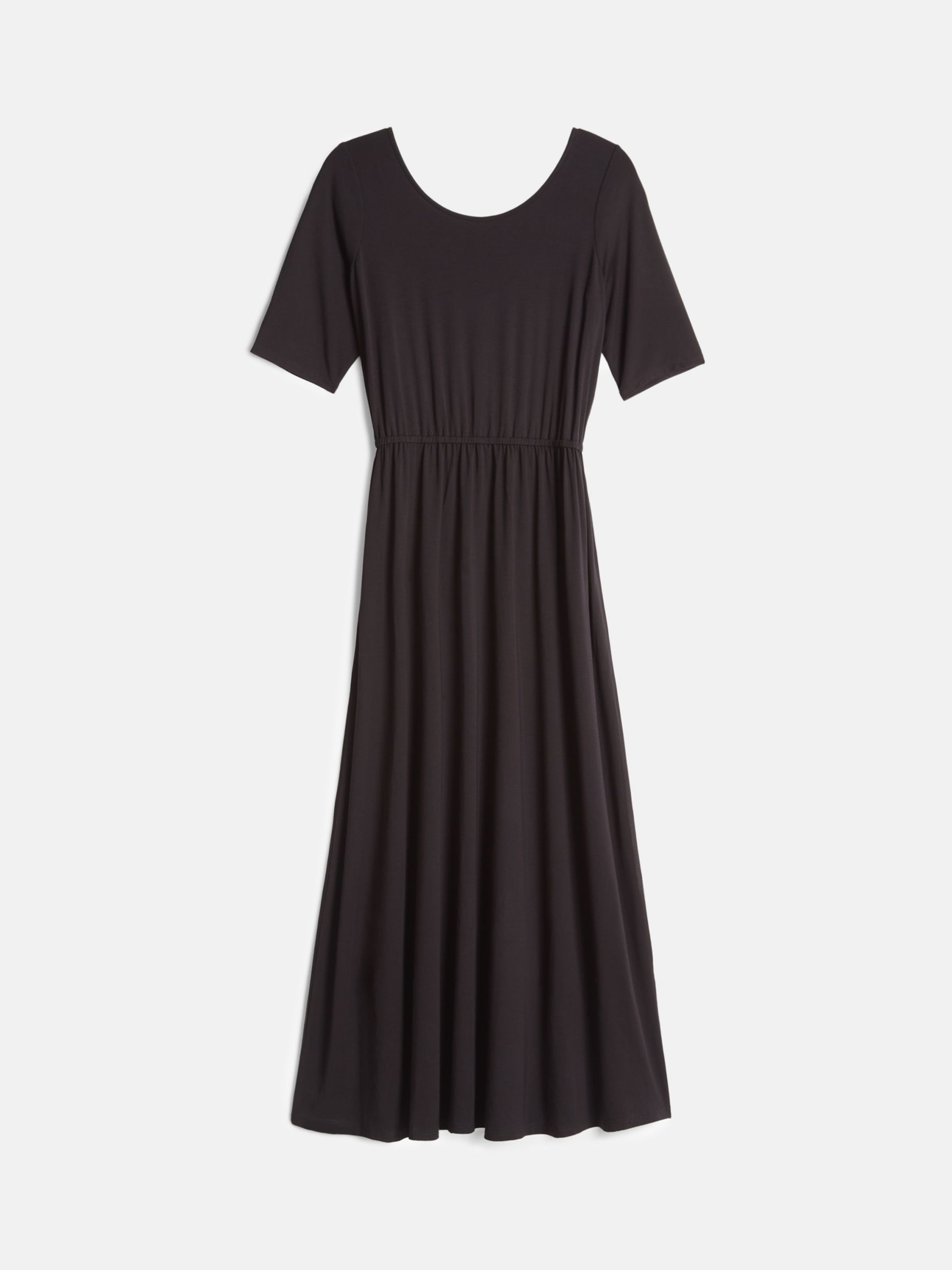 HUSH Elisa Plain Jersey Midi Dress, Black at John Lewis & Partners