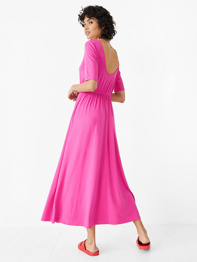 HUSH Elisa Plain Jersey Midi Dress, Bright Pink