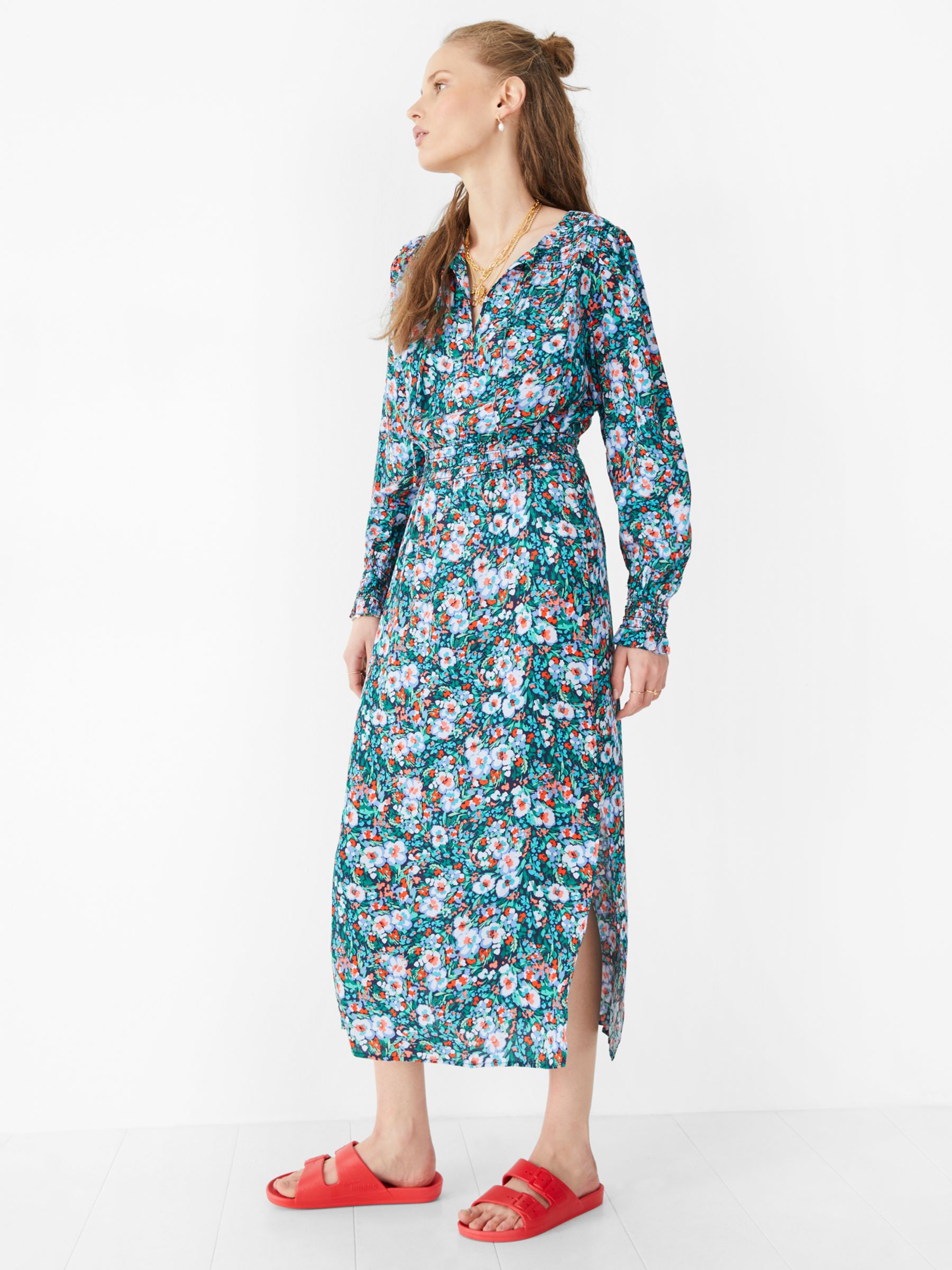 Buy HUSH Shelly Painted Floral Midi Dress, Multi Online at johnlewis.com