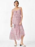HUSH Rowena Floral Print Midi Dress, Pink/Multi