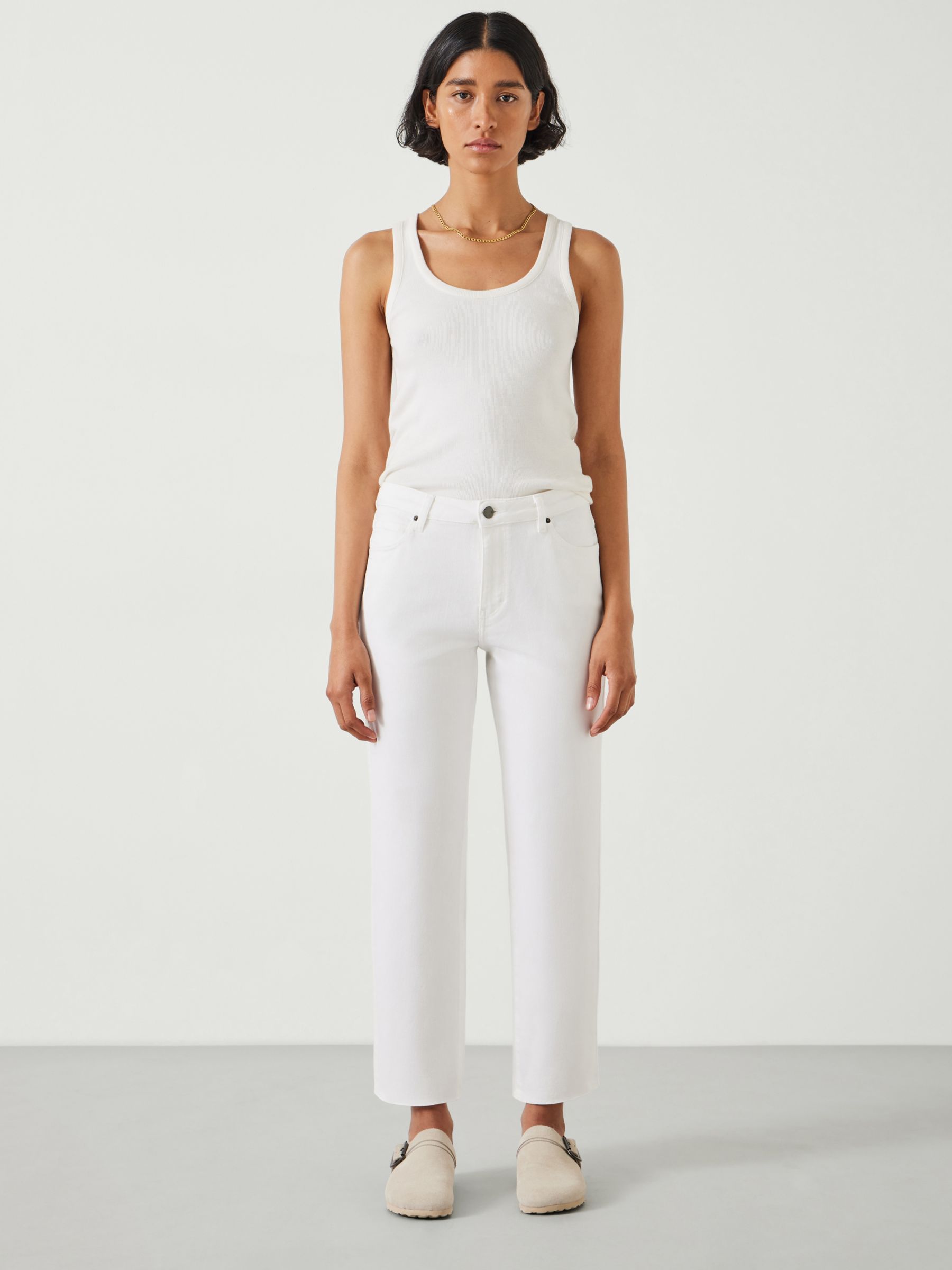 HUSH Agnes Cropped Jeans, White, 10