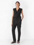 HUSH Utility Sleeveless Jumpsuit, Black, Black