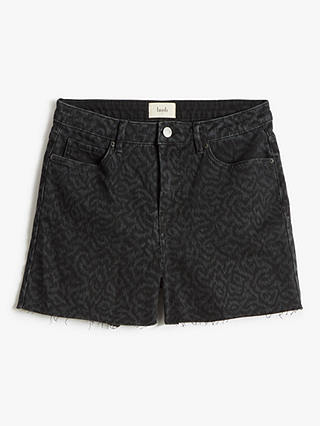 HUSH Miles Print Denim Shorts, Washed Black