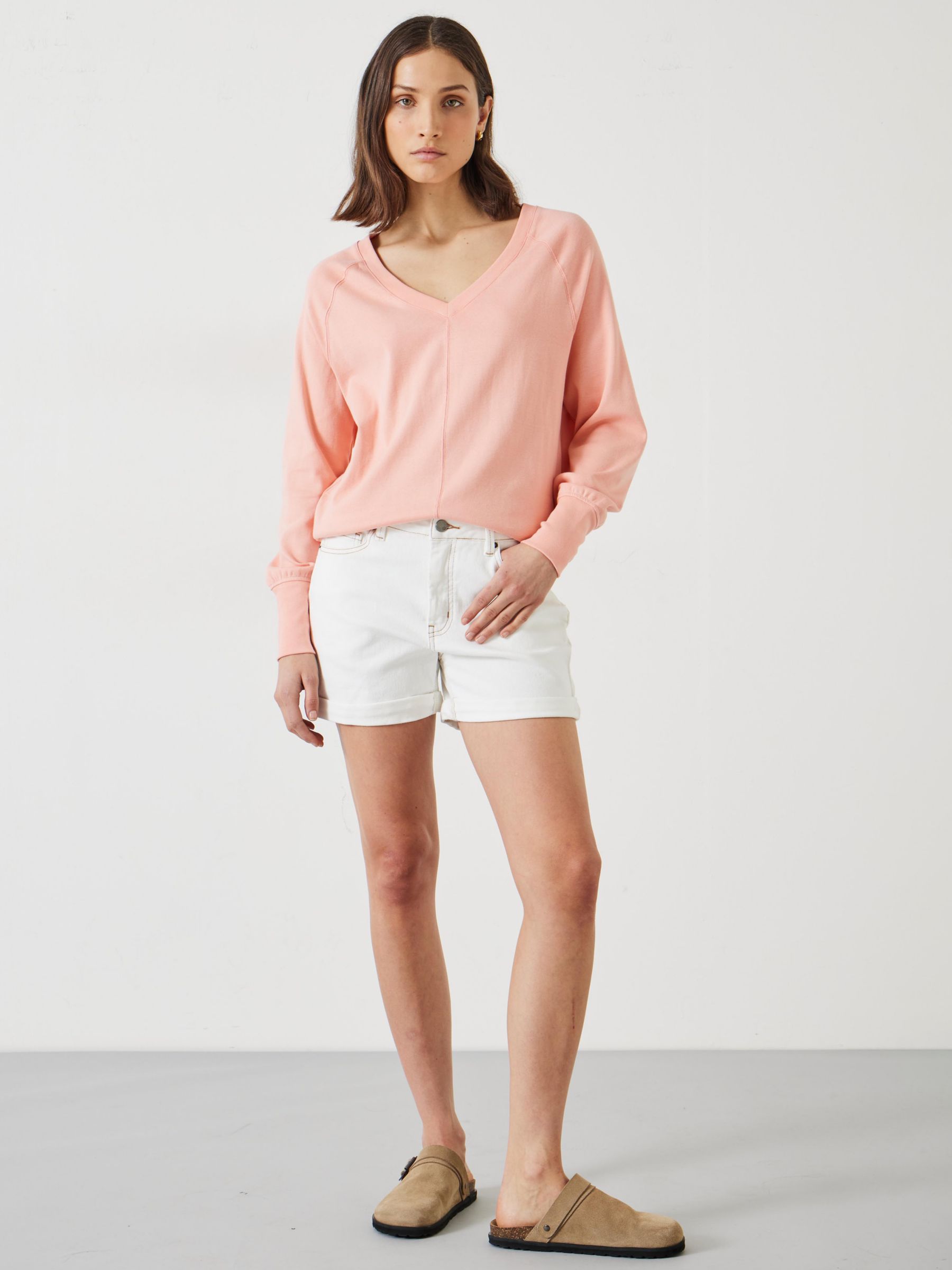 Buy HUSH Francie Puff Sleeve Cotton Sweatshirt, Sunset Coral Online at johnlewis.com
