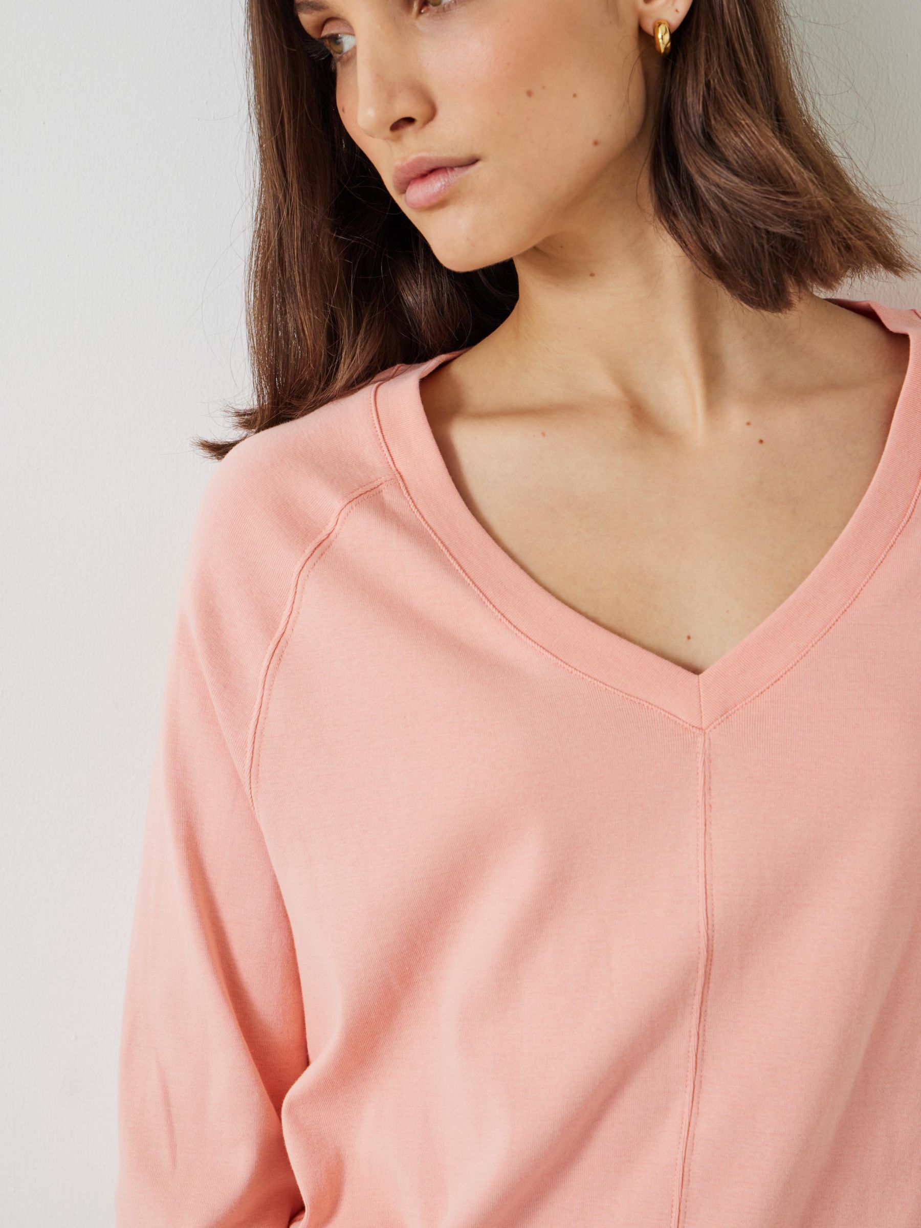 Buy HUSH Francie Puff Sleeve Cotton Sweatshirt, Sunset Coral Online at johnlewis.com