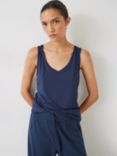 HUSH Sally V-Neck Jersey Vest Top, Midnight Navy