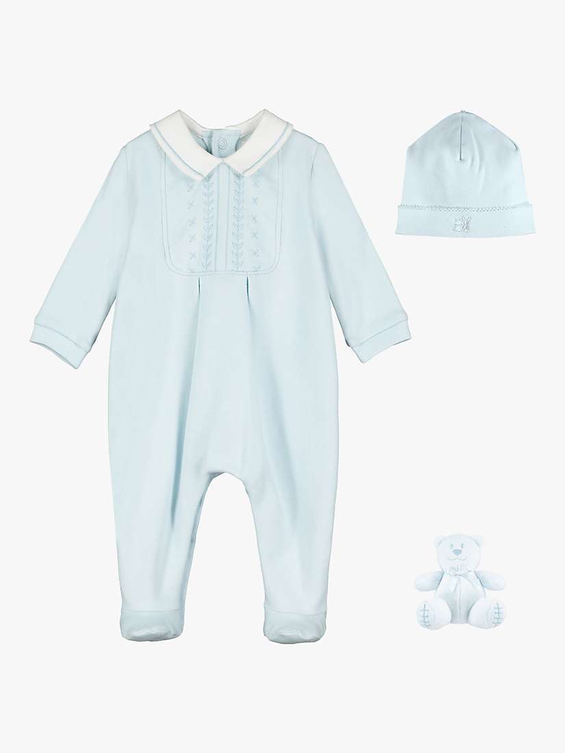 Buy Emile et Rose Baby Malcolm Embroidered All-in-One Sleepsuit and Hat Set, Blue Online at johnlewis.com