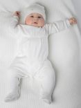 Emile et Rose Baby Mallory Embroidered All-in-One Sleepsuit and Hat Set, White