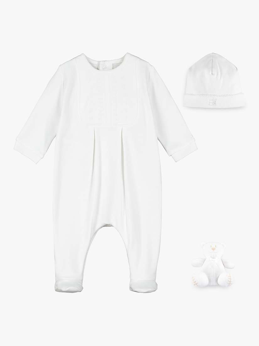 Buy Emile et Rose Baby Mallory Embroidered All-in-One Sleepsuit and Hat Set, White Online at johnlewis.com