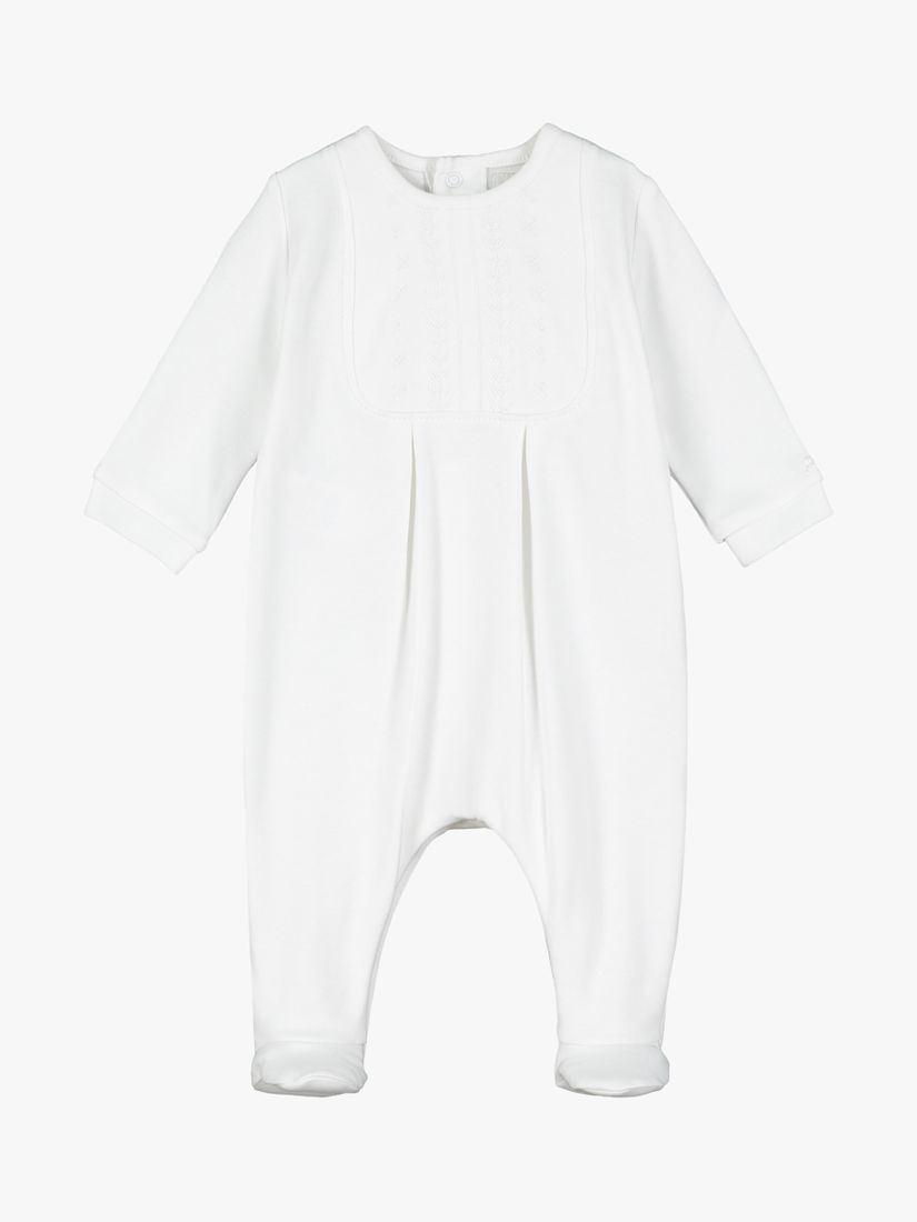 Emile et Rose Baby Mallory Embroidered All-in-One Sleepsuit and Hat Set, White, 3 months