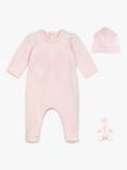 Emile et Rose Baby Eleanor Embroidered Bow All-in-One Baby Grow & Hat Set, Pink