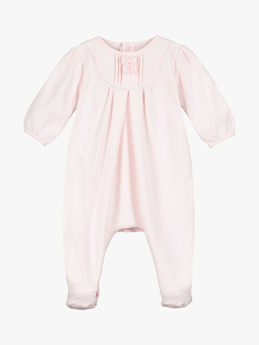 Emile et Rose Baby Shantel Bow Detail All-in-One Sleepsuit and Hat Set, Pink, 3 months