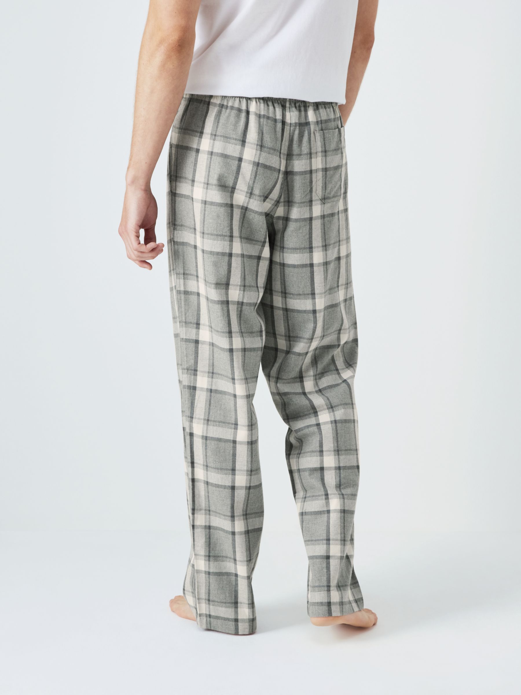 John Lewis Organic Cotton Grid Check Pyjama Bottoms, Grey Check, S