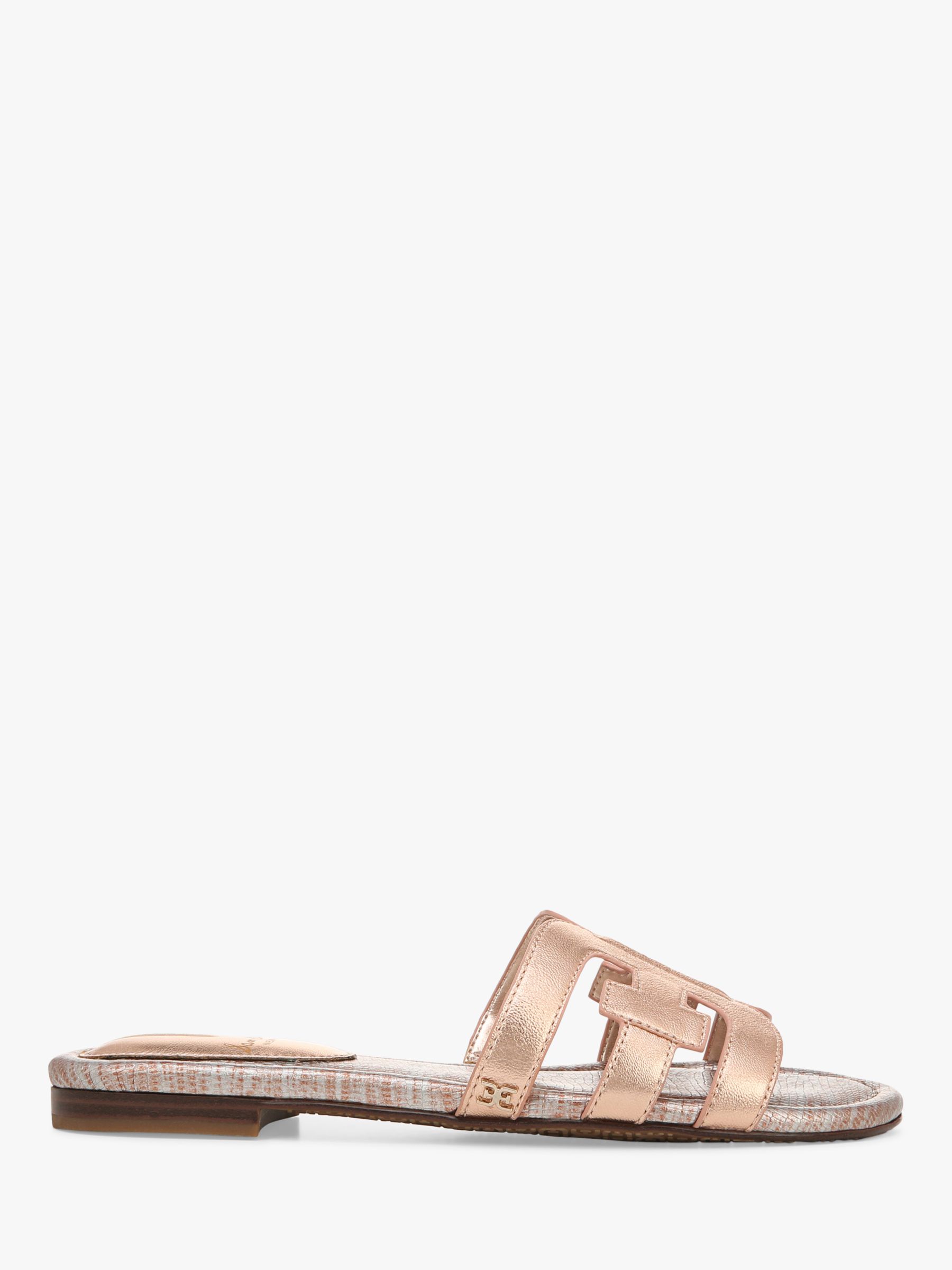 Sam Edelman Bay Leather Sliders, Rose Gold at John Lewis & Partners