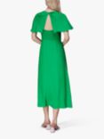 Whistles Annabelle Cape Sleeve Midi Satin Dress, Green