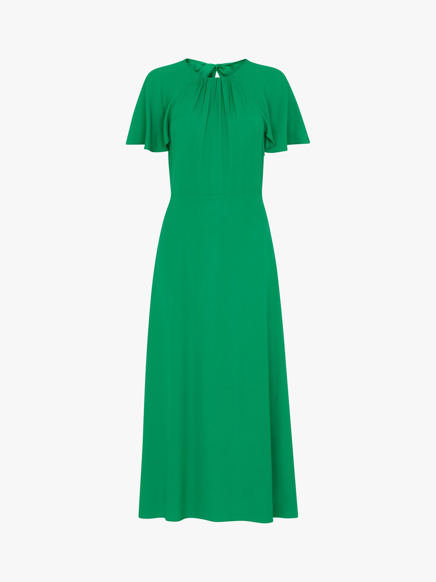 Whistles Annabelle Cape Sleeve Midi Satin Dress, Green at John Lewis ...