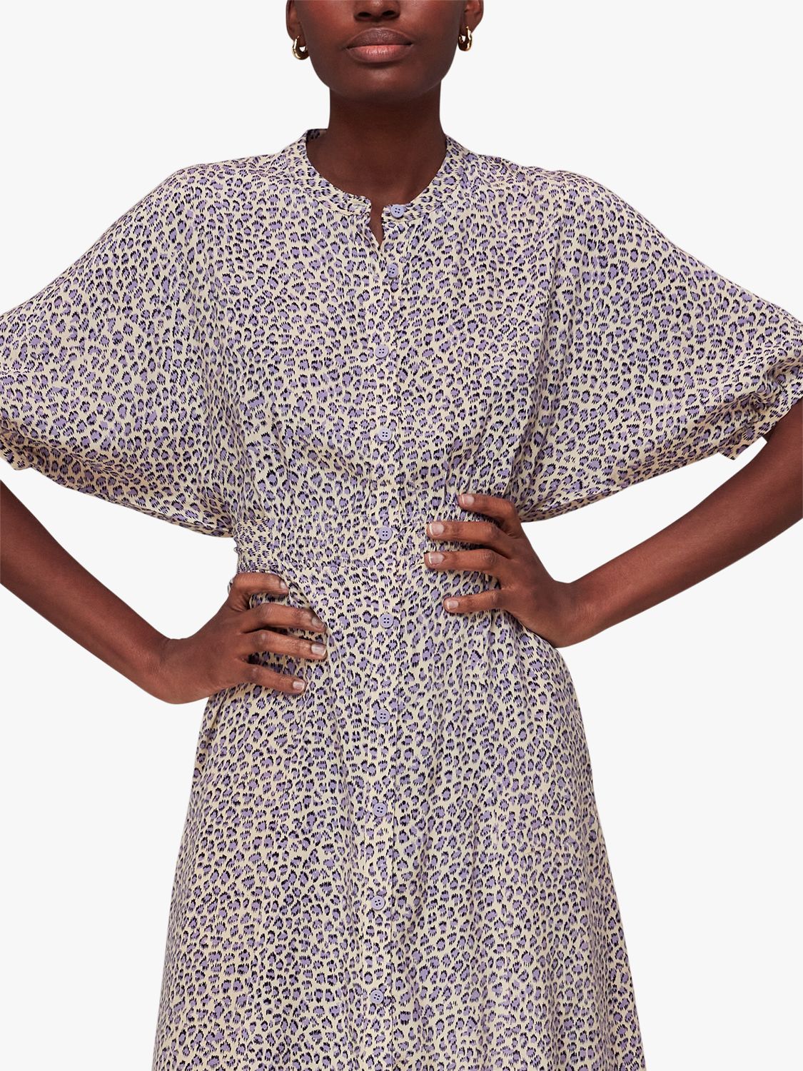 Buy Whistles Dashed Leopard Print Midi Dress, Lilac/Multi Online at johnlewis.com