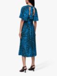 Whistles Amelia Painted Leopard Midi Dress, Blue/Multi