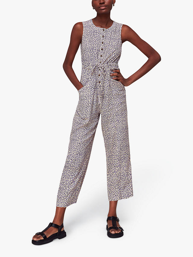 Whistles Dashed Leopard Jess Jumpsuit, Lilac/Multi at John Lewis & Partners
