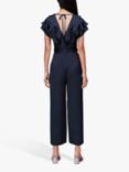 Whistles Adeline Frill Satin Bodice Wide Leg Jumpsuit, Navy