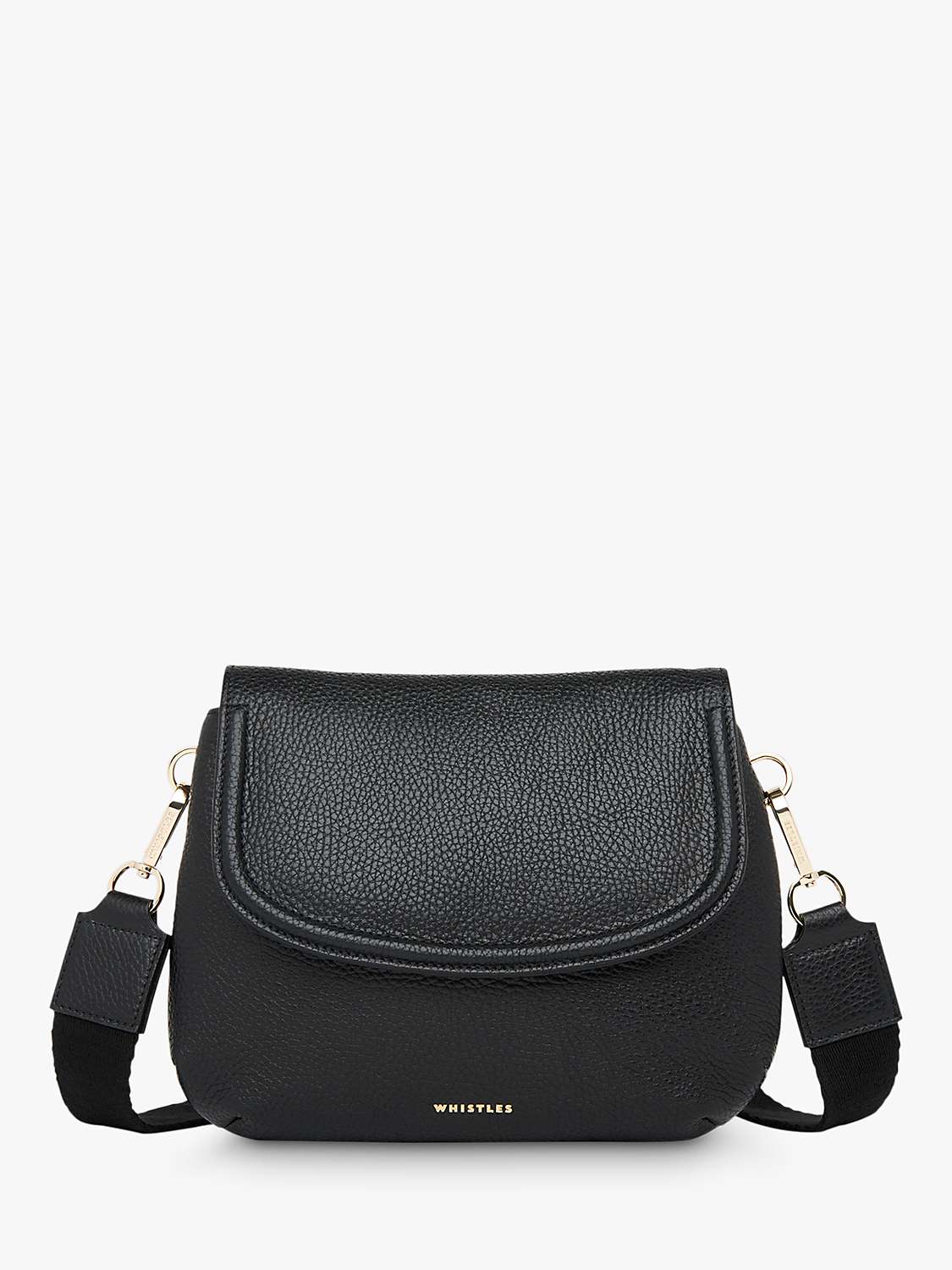 Whistles Nala Soft Leather Cross Body Saddle Bag, Black at John Lewis ...