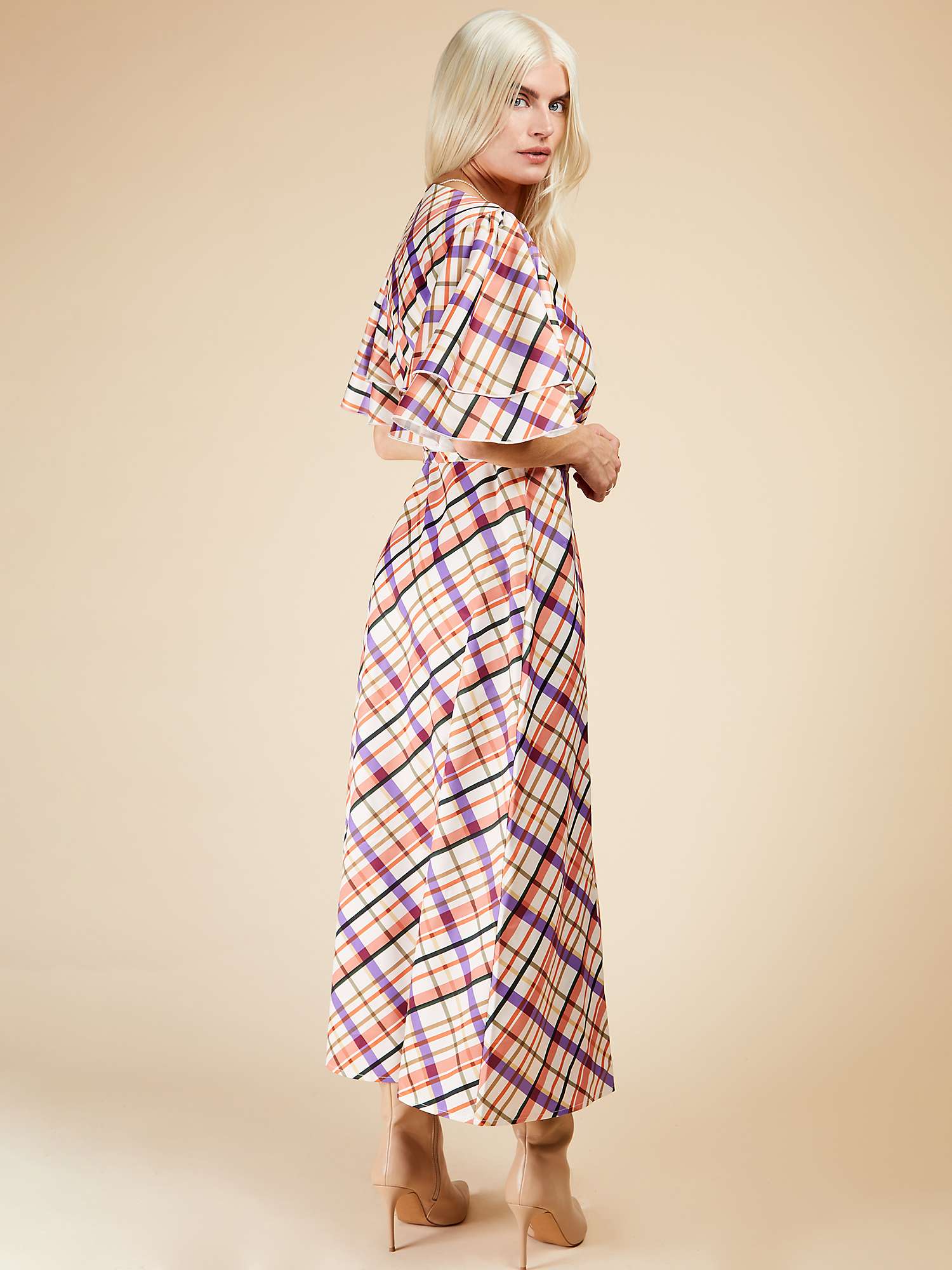Buy Little Mistress Check Layered Wrap Midi Dress, Multi Online at johnlewis.com