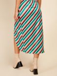 Little Mistress Stripe Mock Wrap Midi Skirt, Multi