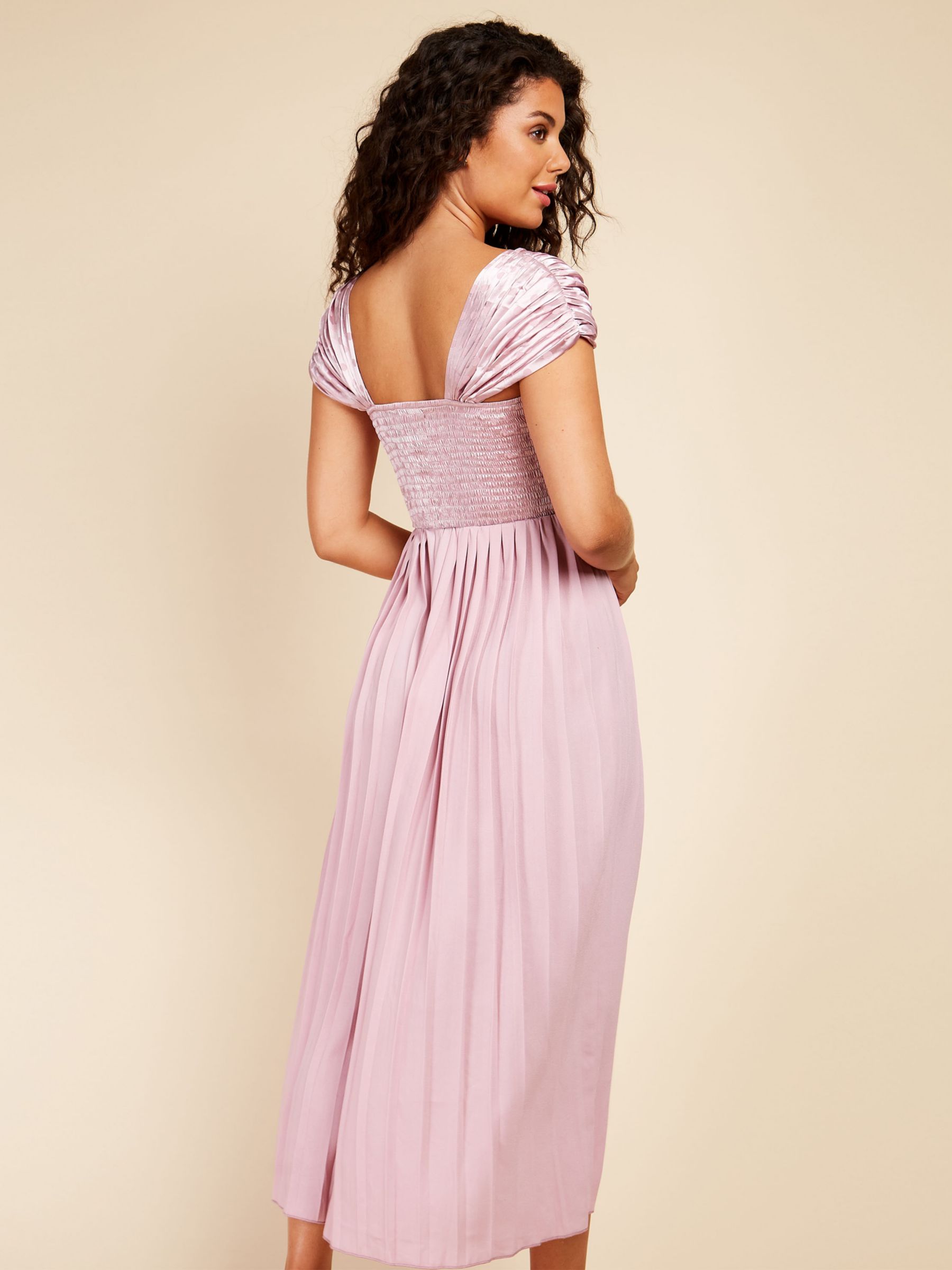 Buy Little Mistress Blush Spot Pleated Midi Dress, Pink Online at johnlewis.com