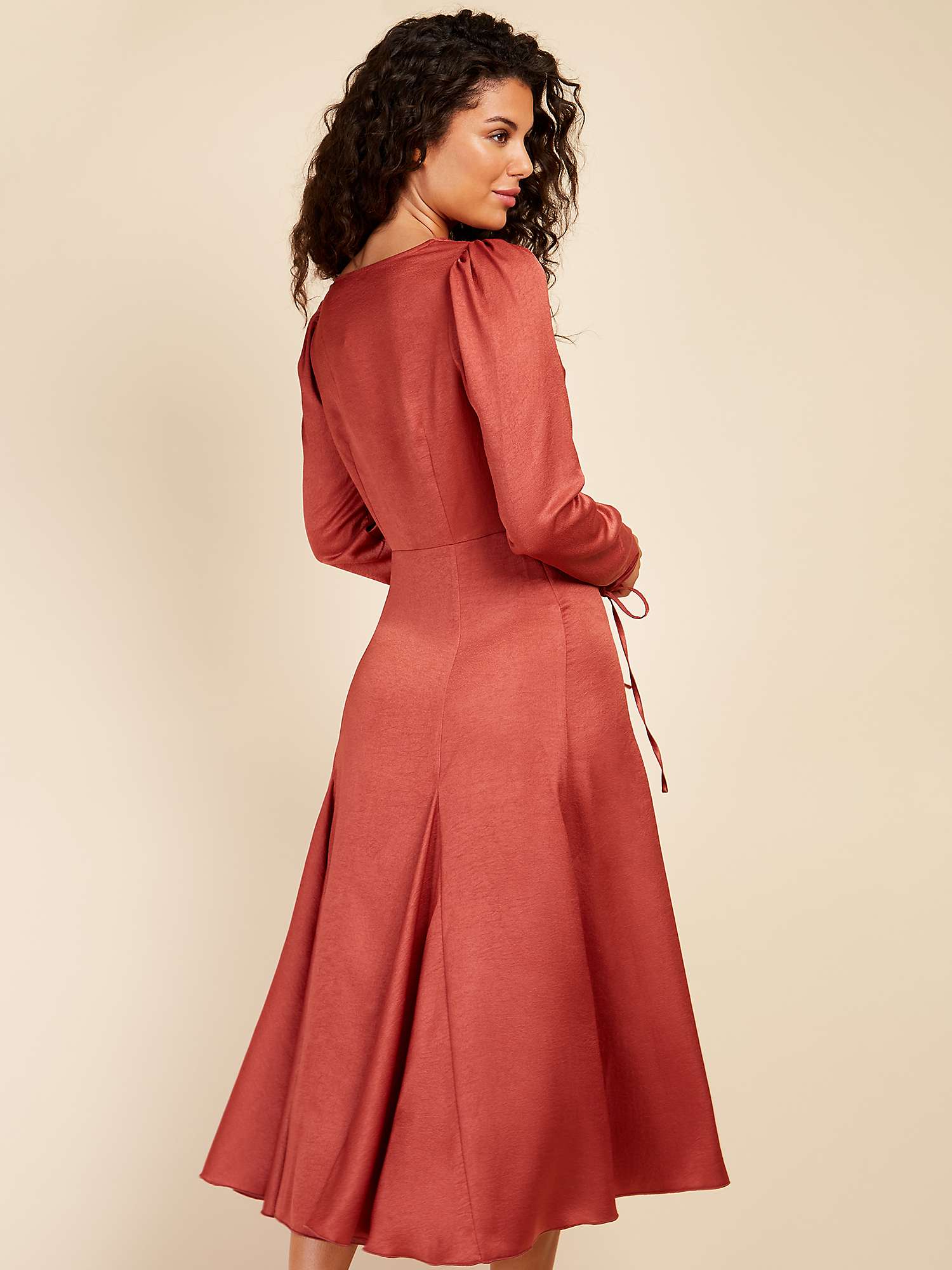 Buy Little Mistress Cowl Neck Satin Midi Dress, Coral Rose Online at johnlewis.com