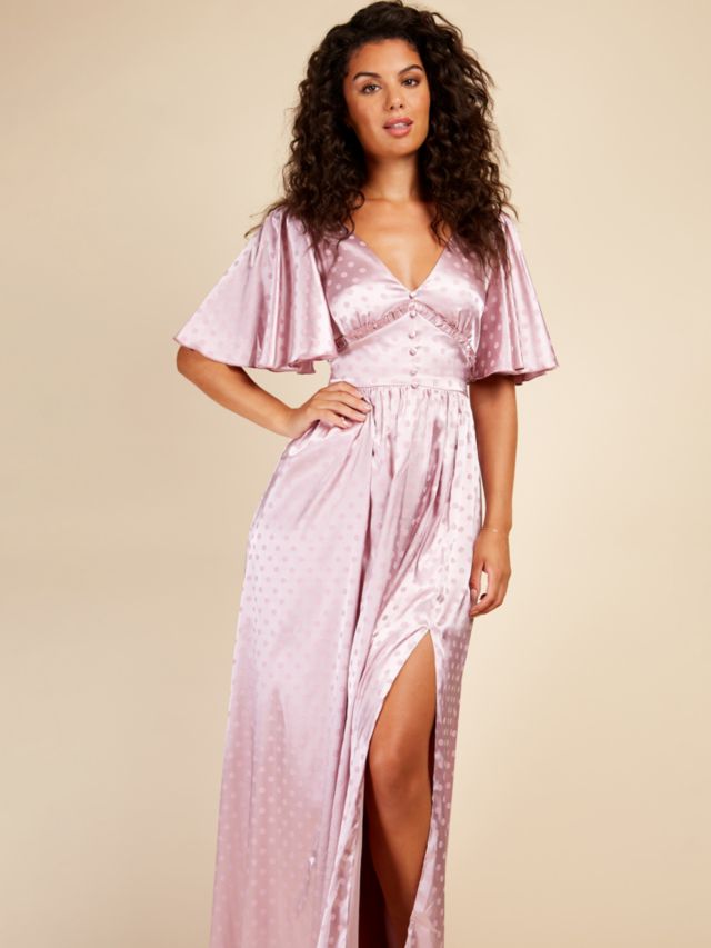 Blush pink wrap sales maxi dress