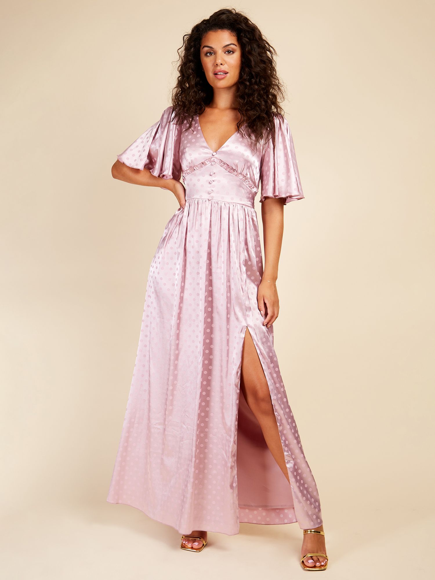Buy Little Mistress Button Detail Maxi Dress, Blush Pink Online at johnlewis.com