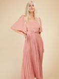 Little Mistress Check And Pleated Hem Midi Dress, Coral Rose