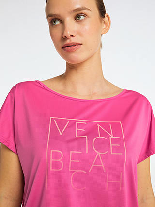 Venice Beach Mia Short Sleeve Gym Top, Pink Sky
