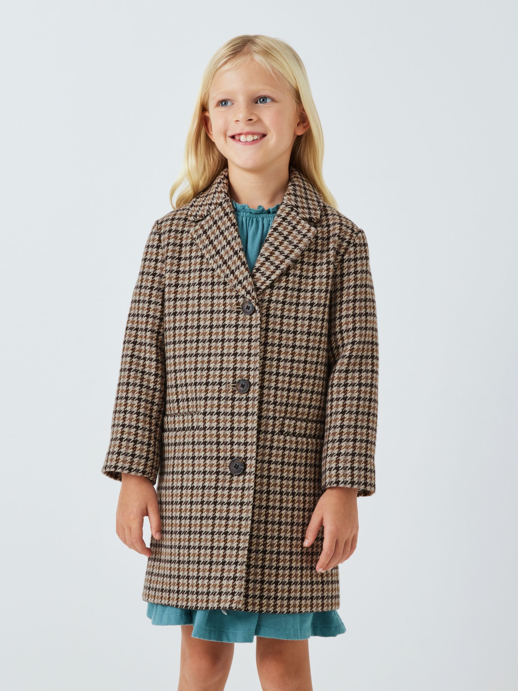 John Lewis Heirloom Collection Kids' Dogtooth Check Coat, Multi