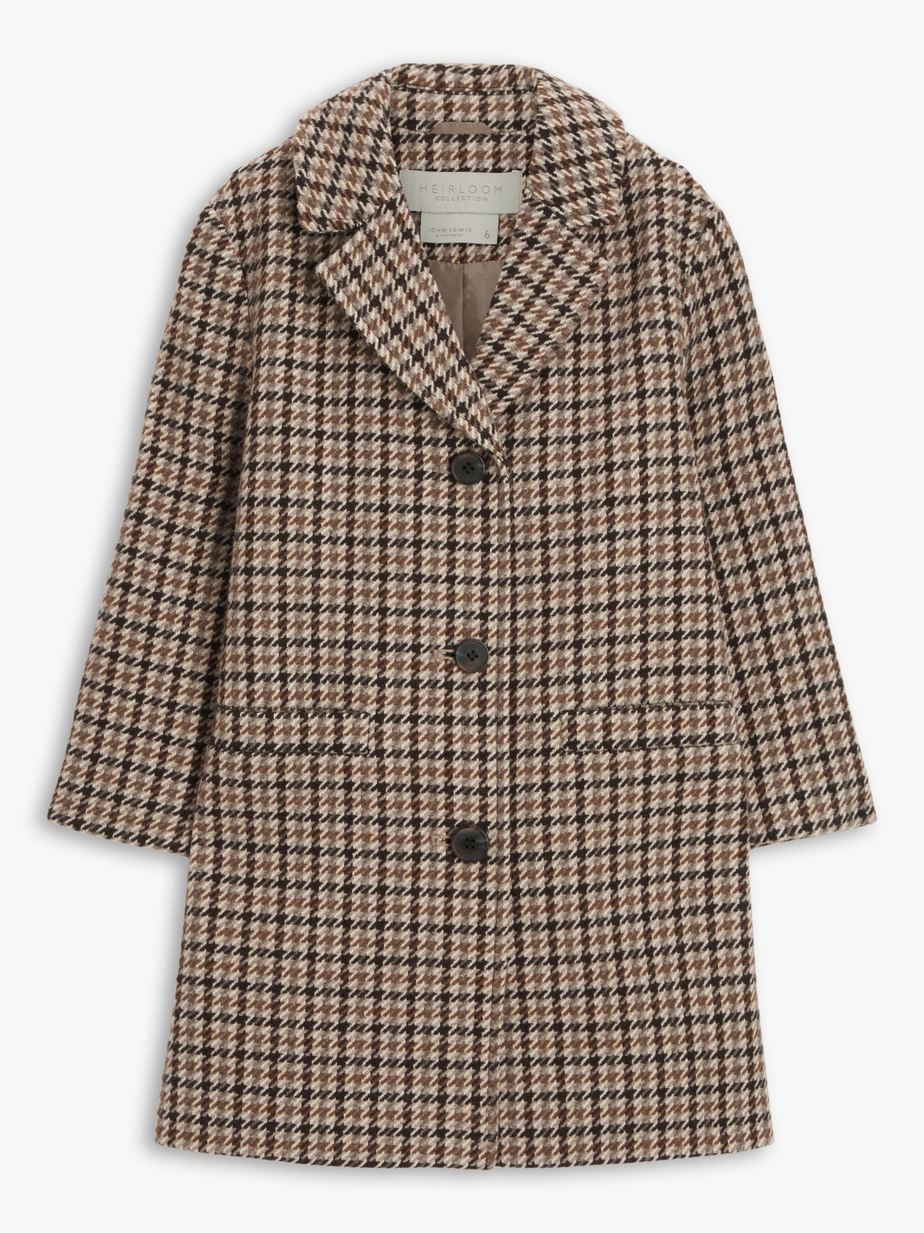 John Lewis Heirloom Collection Kids' Dogtooth Check Coat, Multi