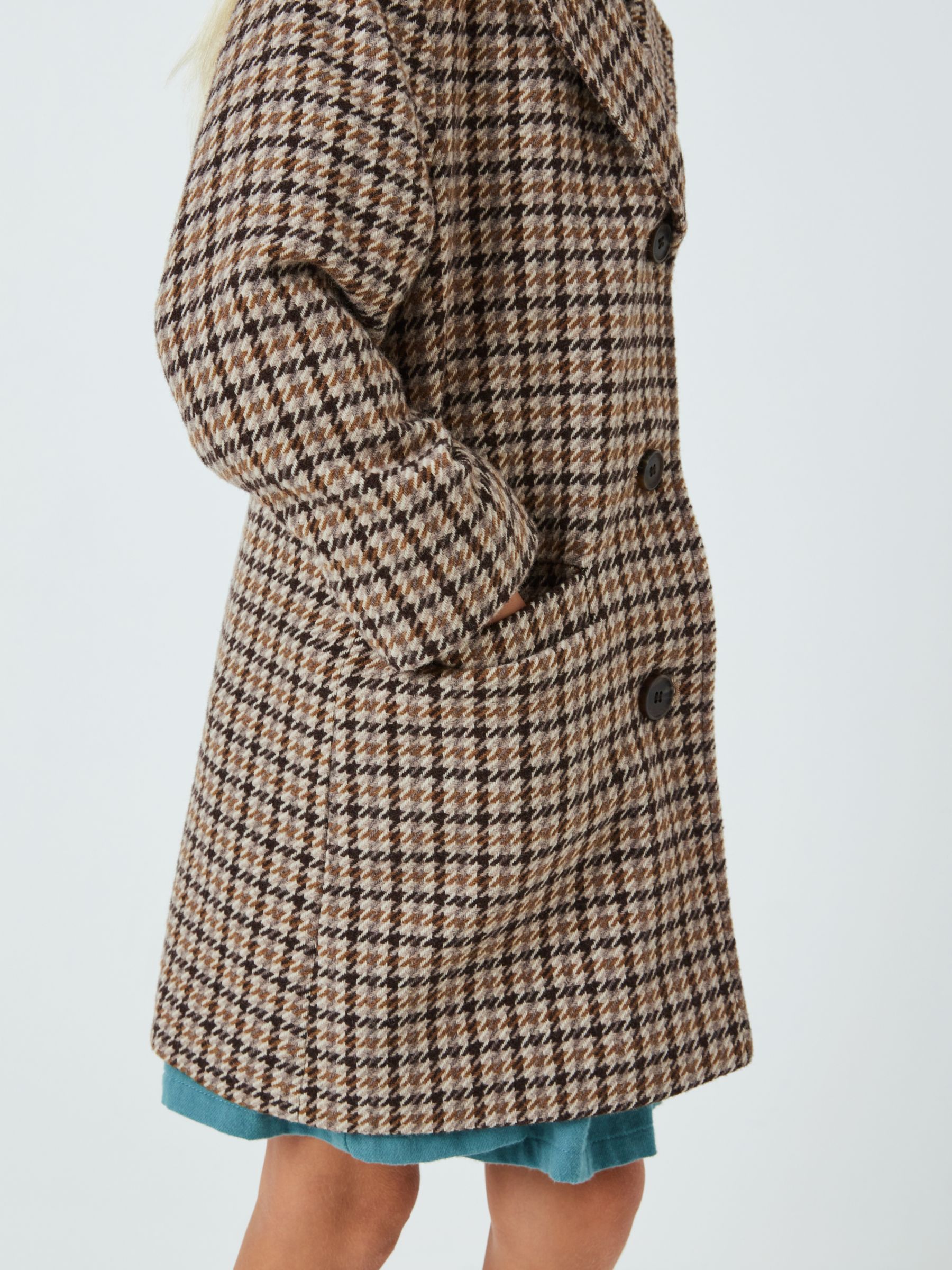 John Lewis Heirloom Collection Kids' Dogtooth Check Coat, Multi at