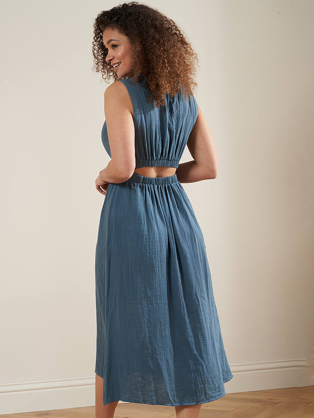 Truly Cotton Cheesecloth Midi Dress, Blue