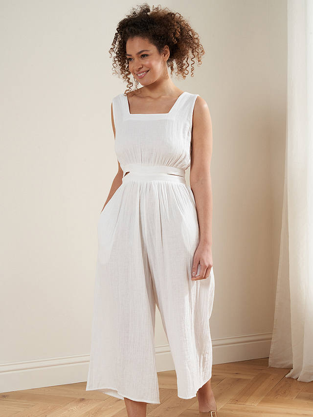 Truly Cotton Cheesecloth Jumpsuit, Ecru
