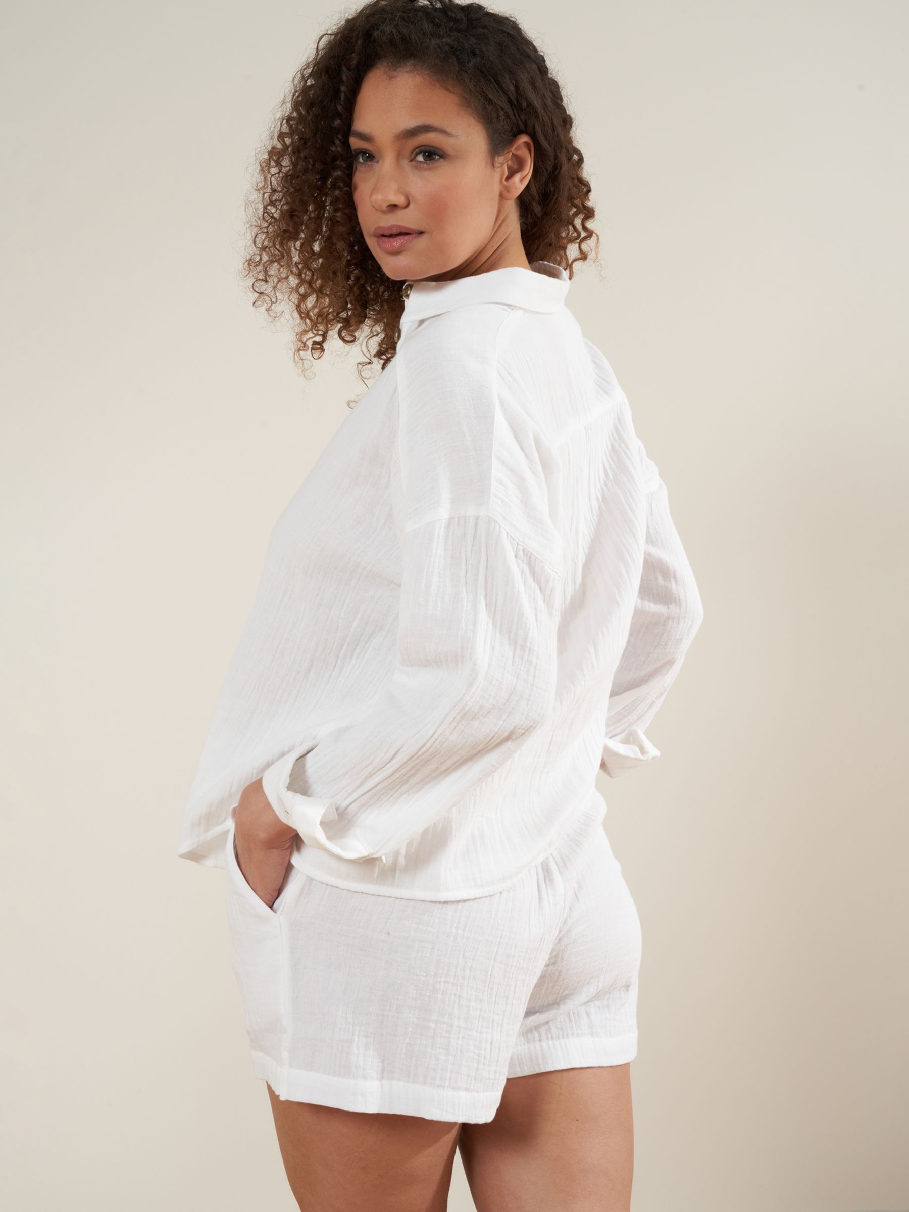 Truly Cotton Cheesecloth Jumpsuit, Ecru at John Lewis & Partners