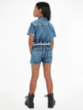 Calvin Klein Kids' Denim Playsuit, Light Blue