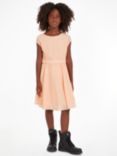 Calvin Klein Flare Fit Short Sleeve Dress, Fresh Cantaloupe