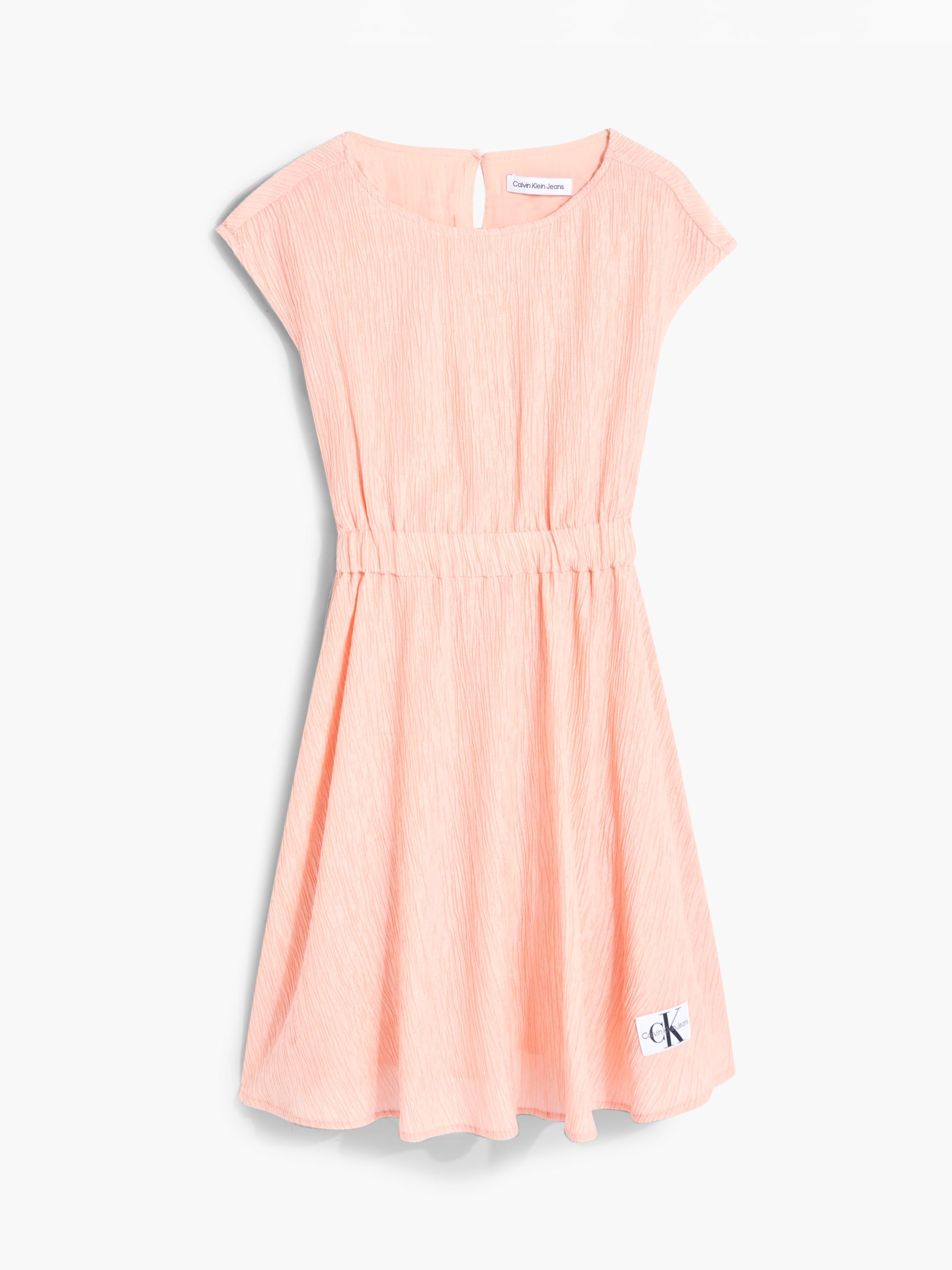 Buy Calvin Klein Flare Fit Short Sleeve Dress, Fresh Cantaloupe Online at johnlewis.com