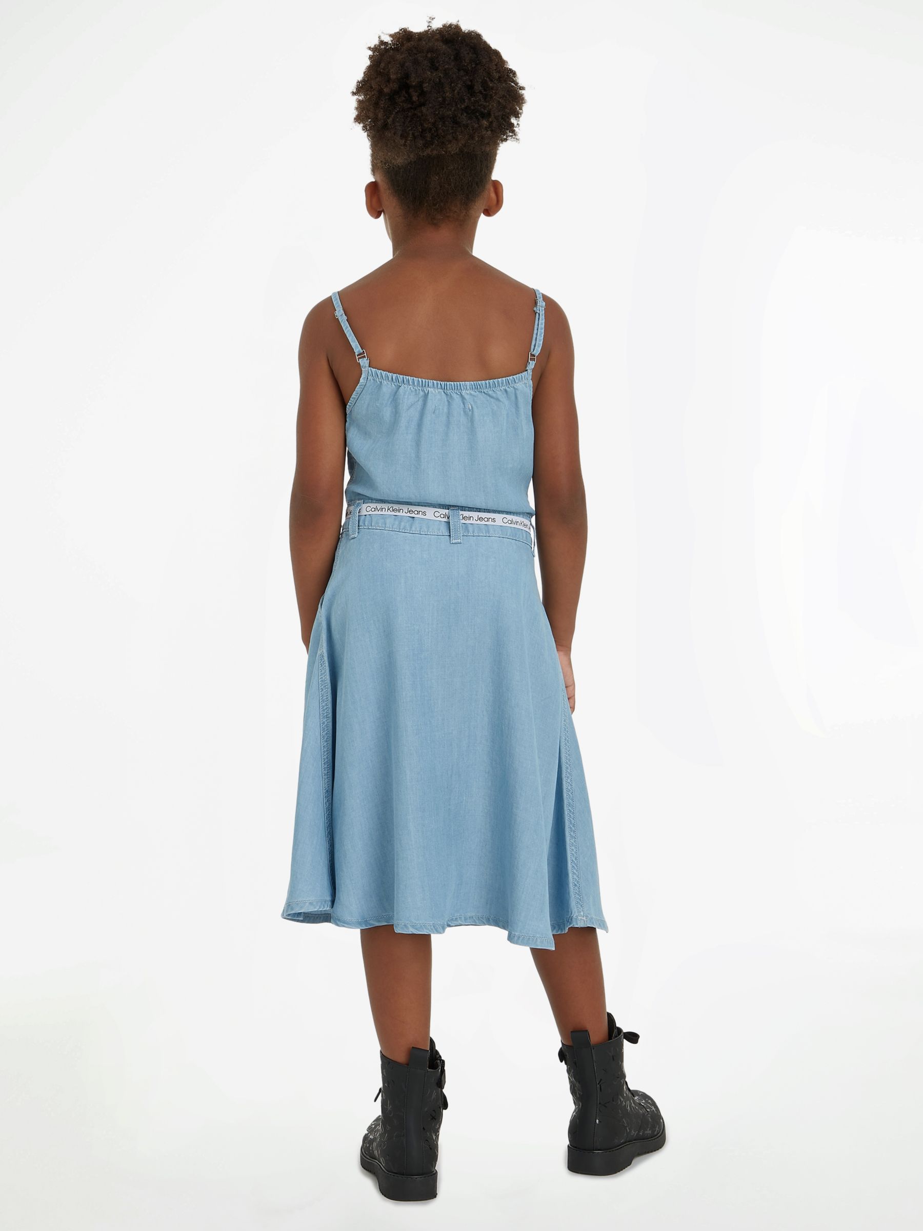Buy Calvin Klein Strappy Midi Denim Dress, Soft Light Online at johnlewis.com