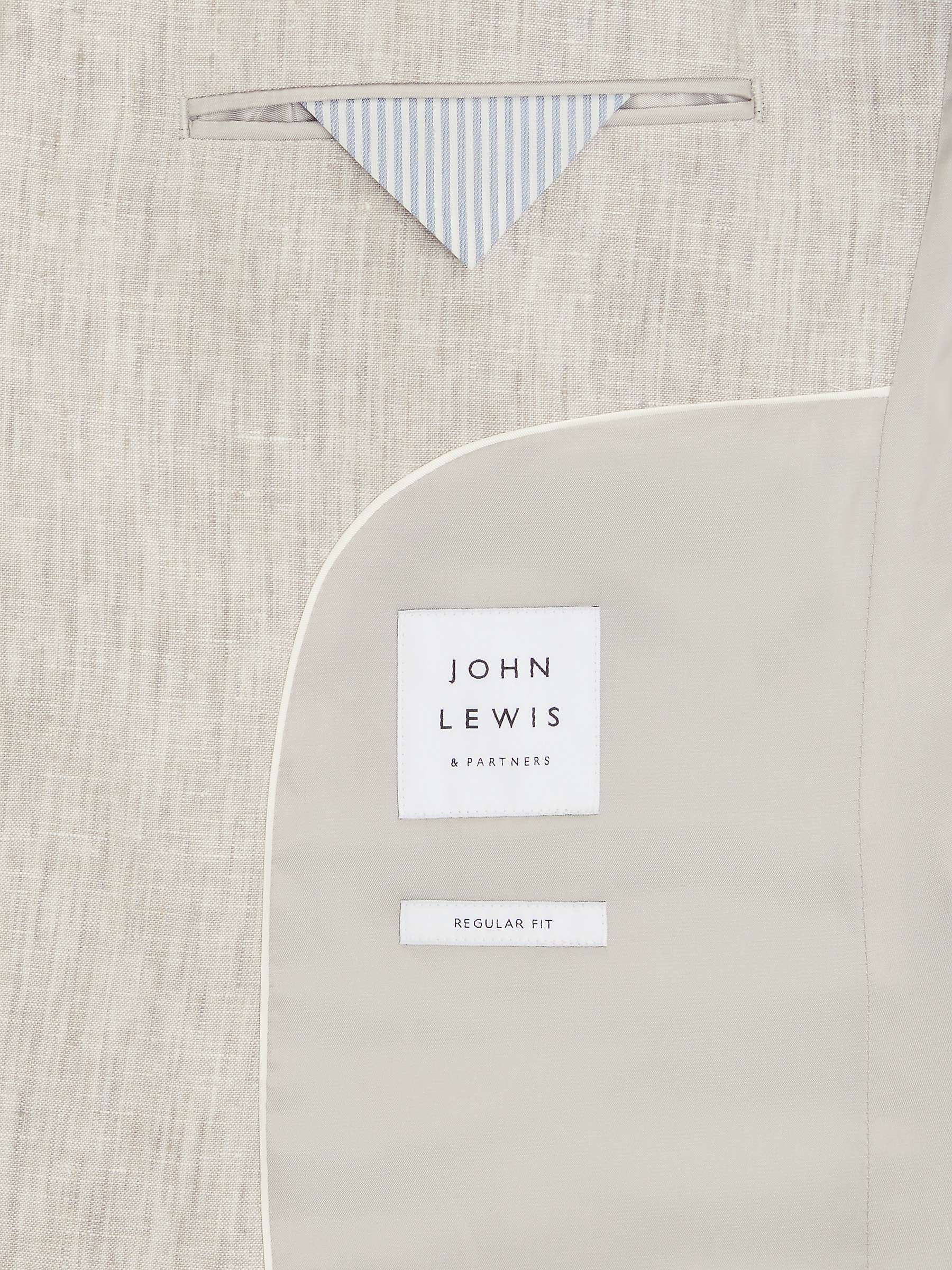 John Lewis Notch Regular Fit Linen Suit Jacket, Stone at John Lewis ...