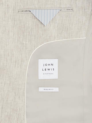 John Lewis Notch Regular Fit Linen Suit Jacket, Stone