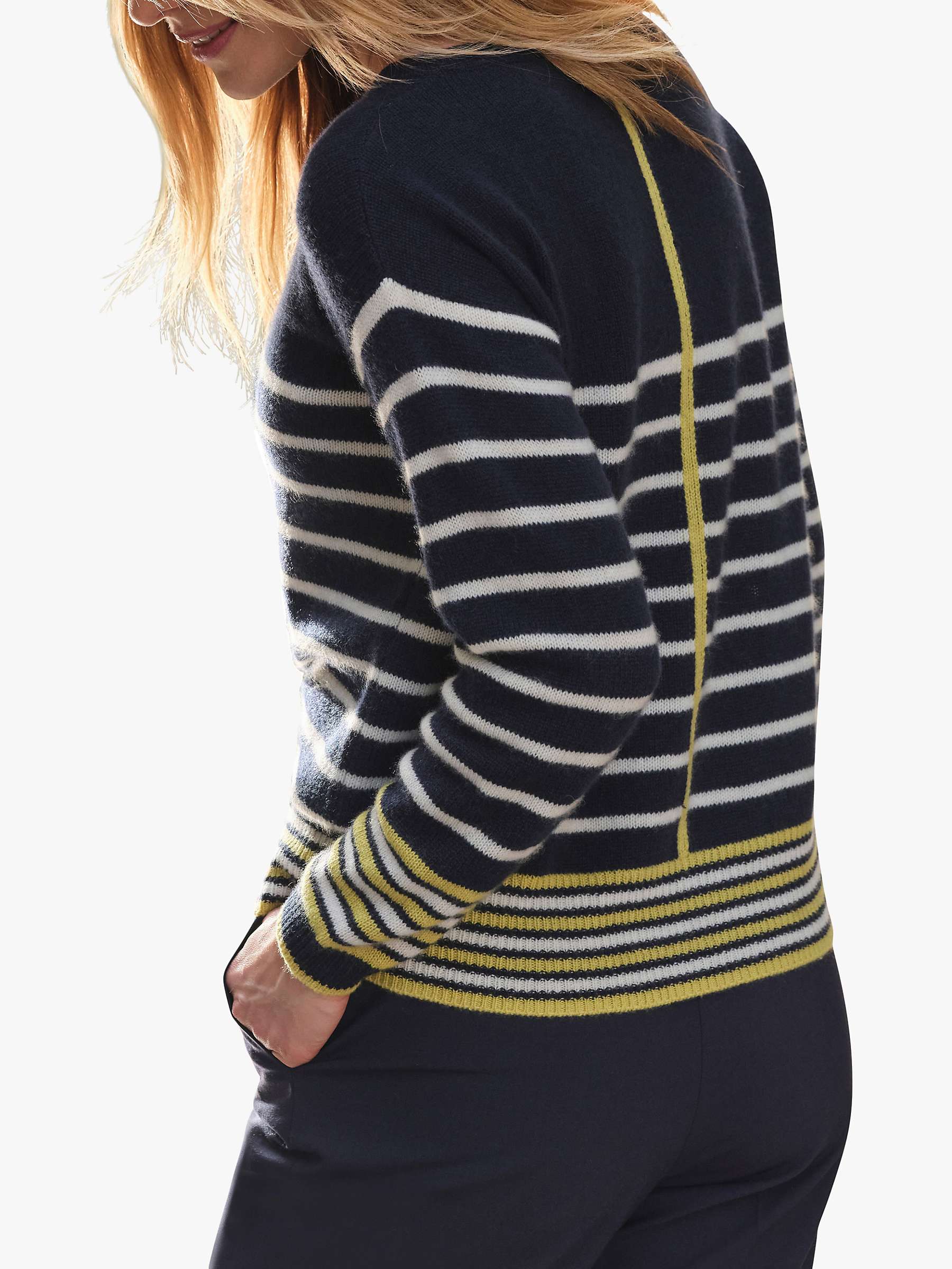 Buy Pure Collection Nautical Stripe Cashmere Jumper, Navy Online at johnlewis.com